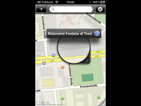 Der Nutzer kann die Lupe &uuml;ber wichtige Orte legen, um weitere Informationen zu erlangen.