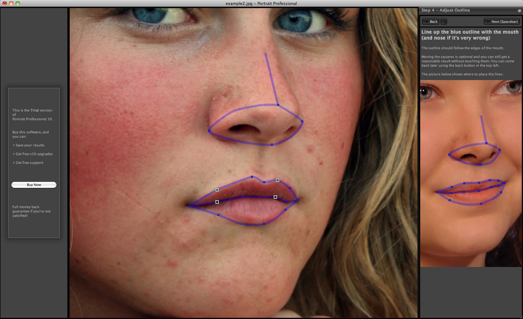 Portrait Professional 10 - Mund- und Nasenpartie umreißen