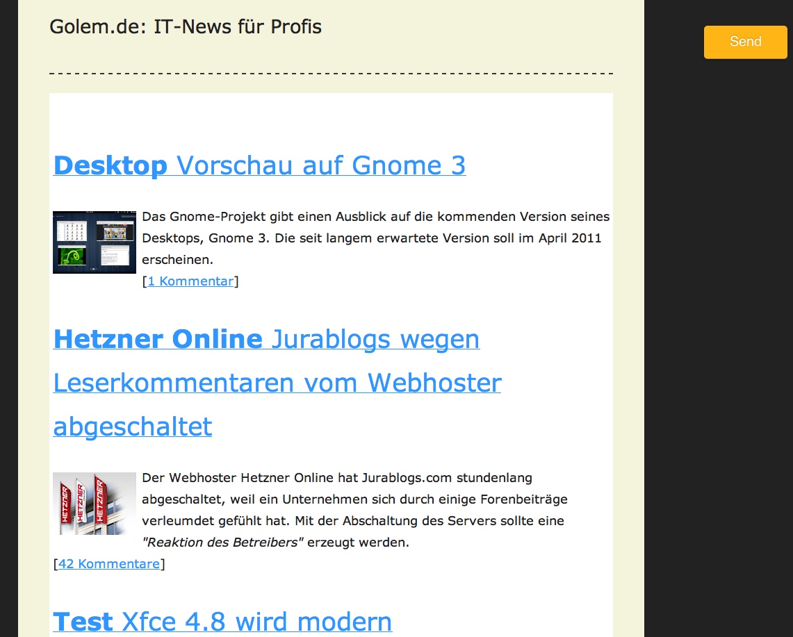 Ausschnitt von Golem.de