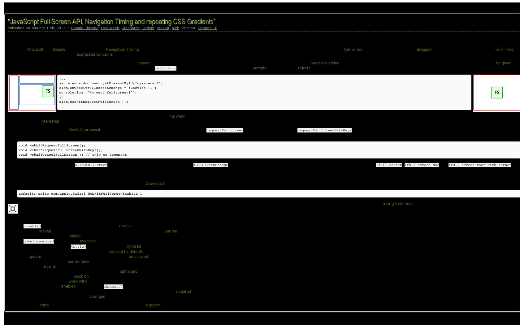 Der Vollbildmodus für einzelne Elemente ist noch fehlerhaft.