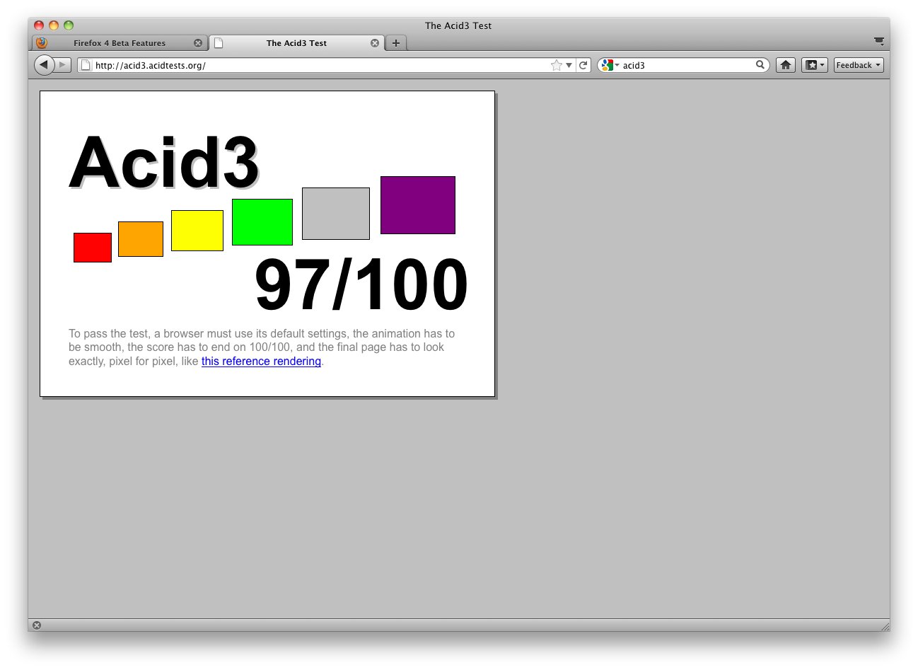Firefox 4 Beta 10 - Acid-3-Test