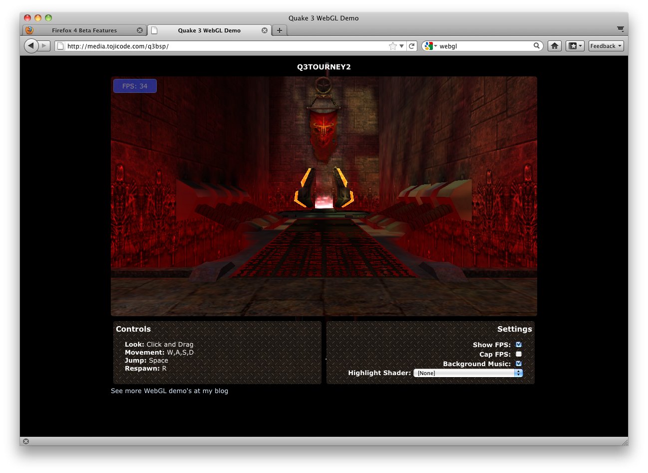 Firefox 4 Beta 10 - WebGL-Demo