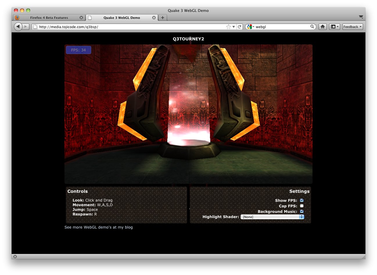 Firefox 4 Beta 10 - WebGL-Demo