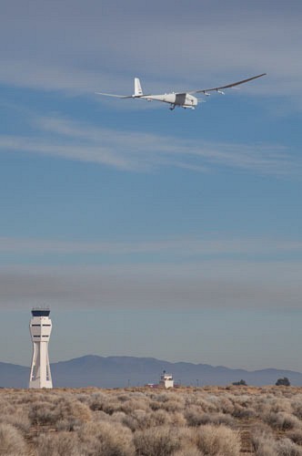 Damit soll das unbemannte Flugzeug... (Foto: Aerovironment)