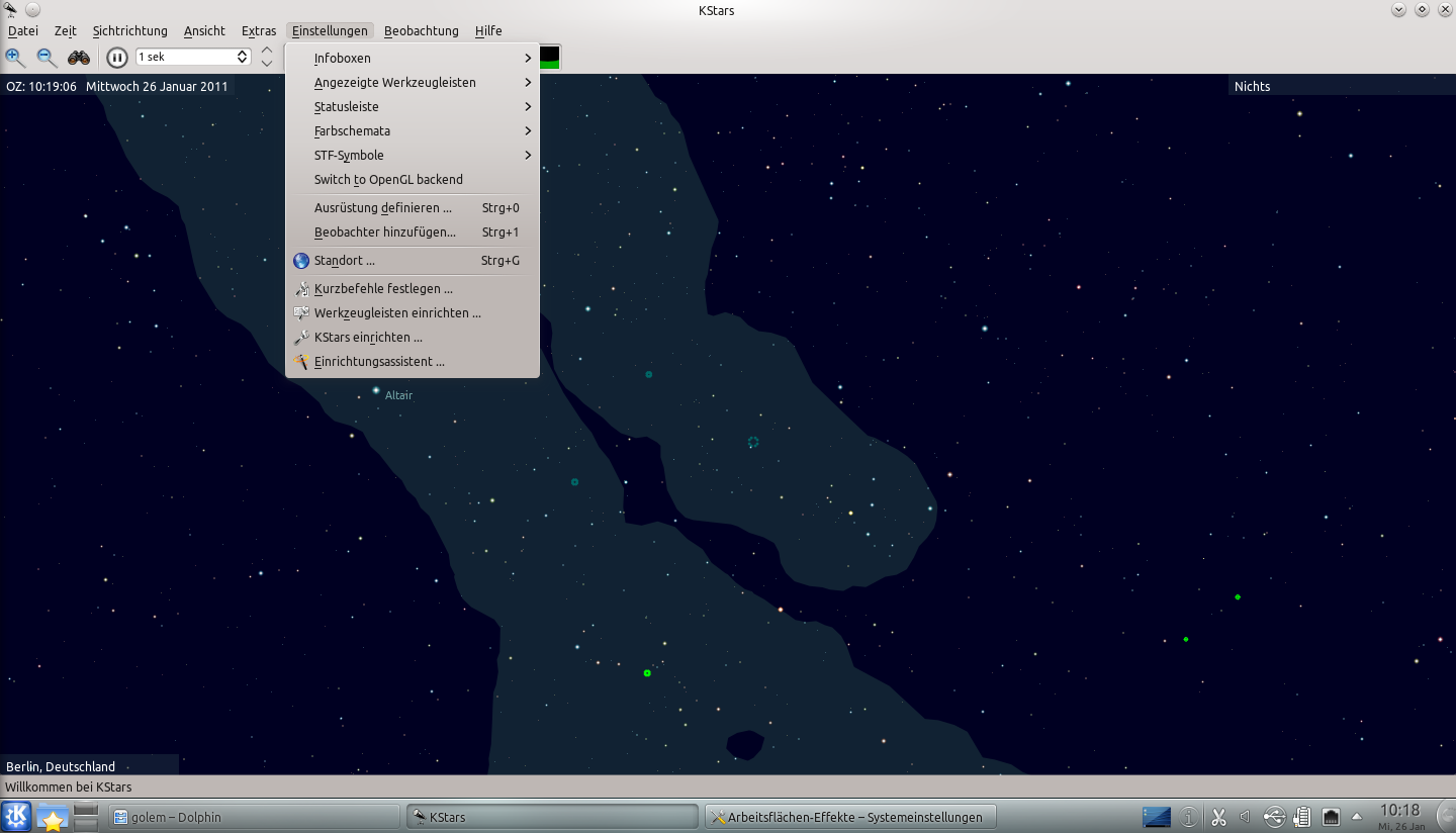 Kstars unterstützt OpenGL.