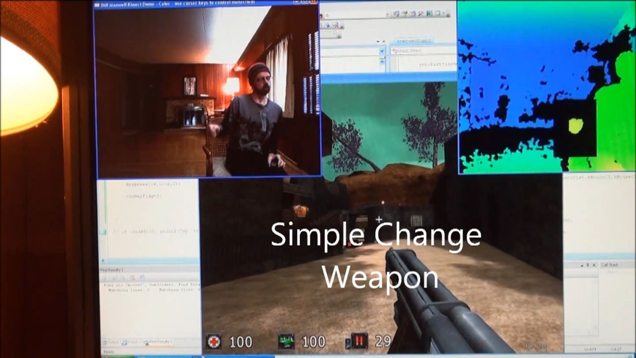 Maxkinects MaxFPS - funktioniert auch im Sitzen, der Waffenwechsel erfolgt durch Schütteln der Faust.