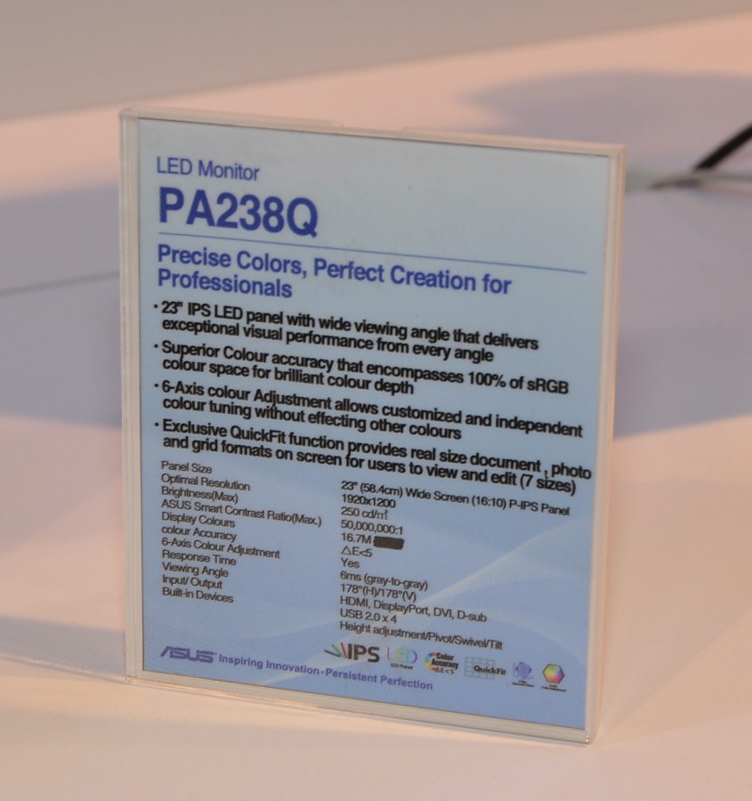 Daten des 23-Zöllers PA238Q