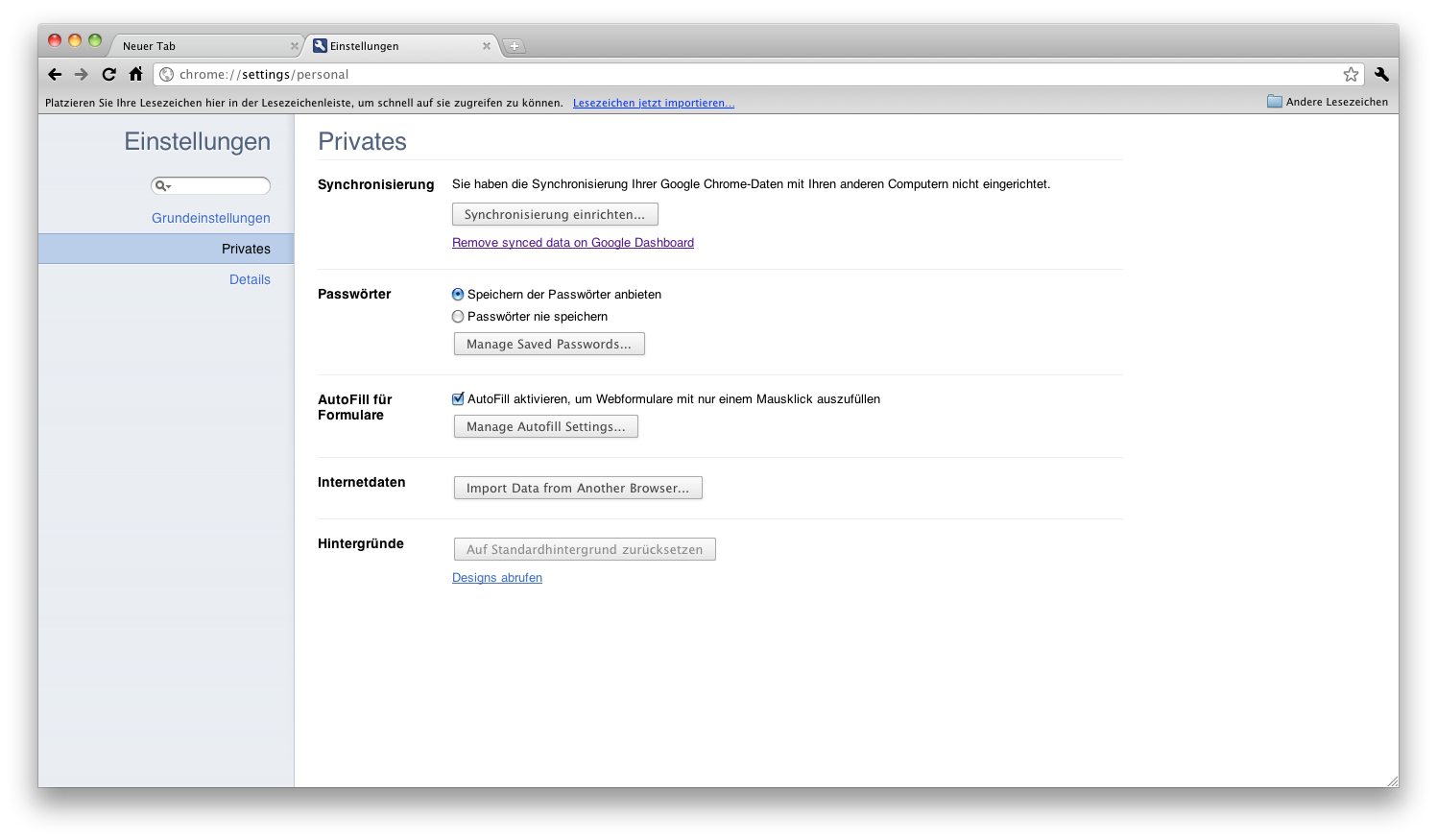 Einstellungen ind Chrome 10