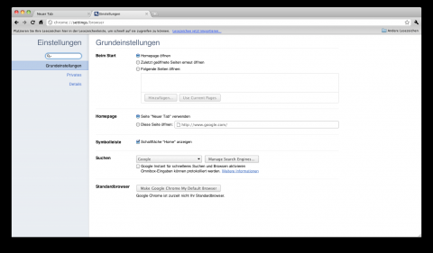 Einstellungen ind Chrome 10