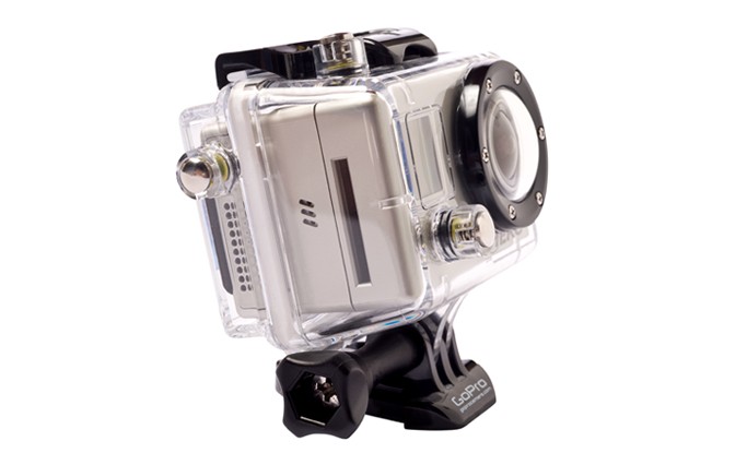 Gopro LCD Bacpac mit Hero-Helmkamera und Schutzgehäuse