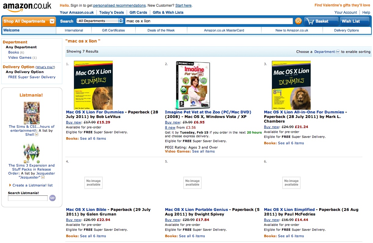 Literatur zu Mac OS X Lion for Dummies (Bild: Amazon)