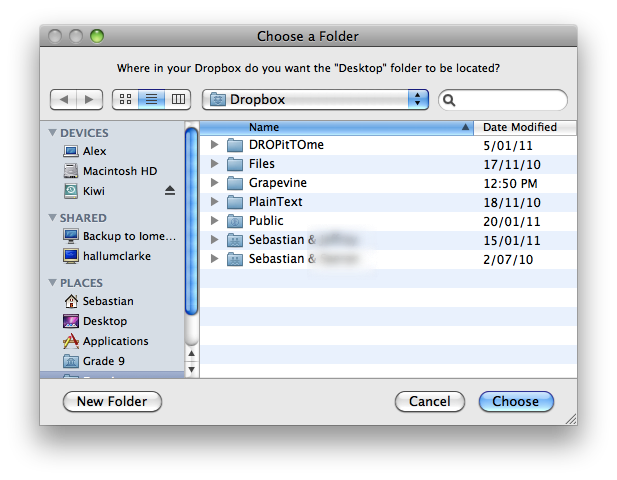 Macdropany - Auswahl eines Ordners