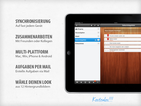 Wunderlist HD für das iPad