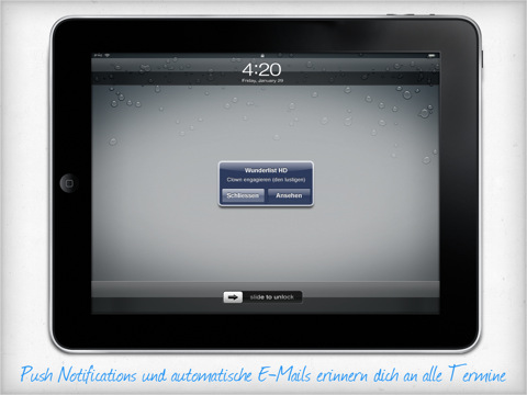 Wunderlist HD für das iPad - Pushnachrichten