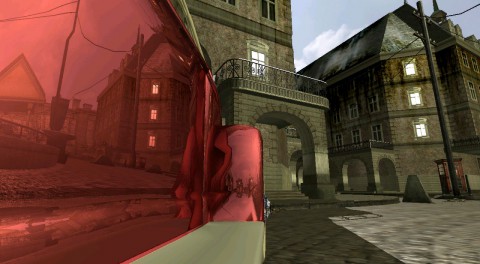 Szene aus Wolfenstein mit Raytracing-Grafik aus der Cloud (Bild: Intel)