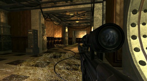 Szene aus Wolfenstein mit Raytracing-Grafik aus der Cloud (Bild: Intel)