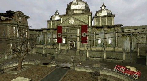 Szene aus Wolfenstein mit Raytracing-Grafik aus der Cloud (Bild: Intel)