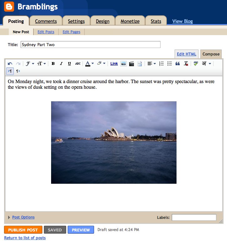 Google Blogger - alte   Benutzeroberfläche