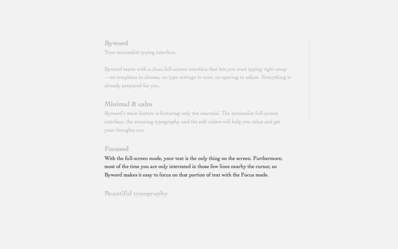 Byword - der aktuelle Absatz wird hervorgehoben