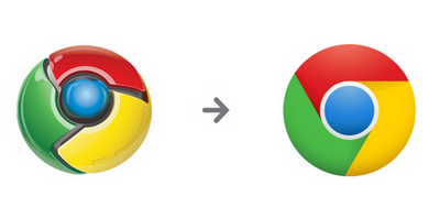 Altes (links) und neues Logo für Google Chrome