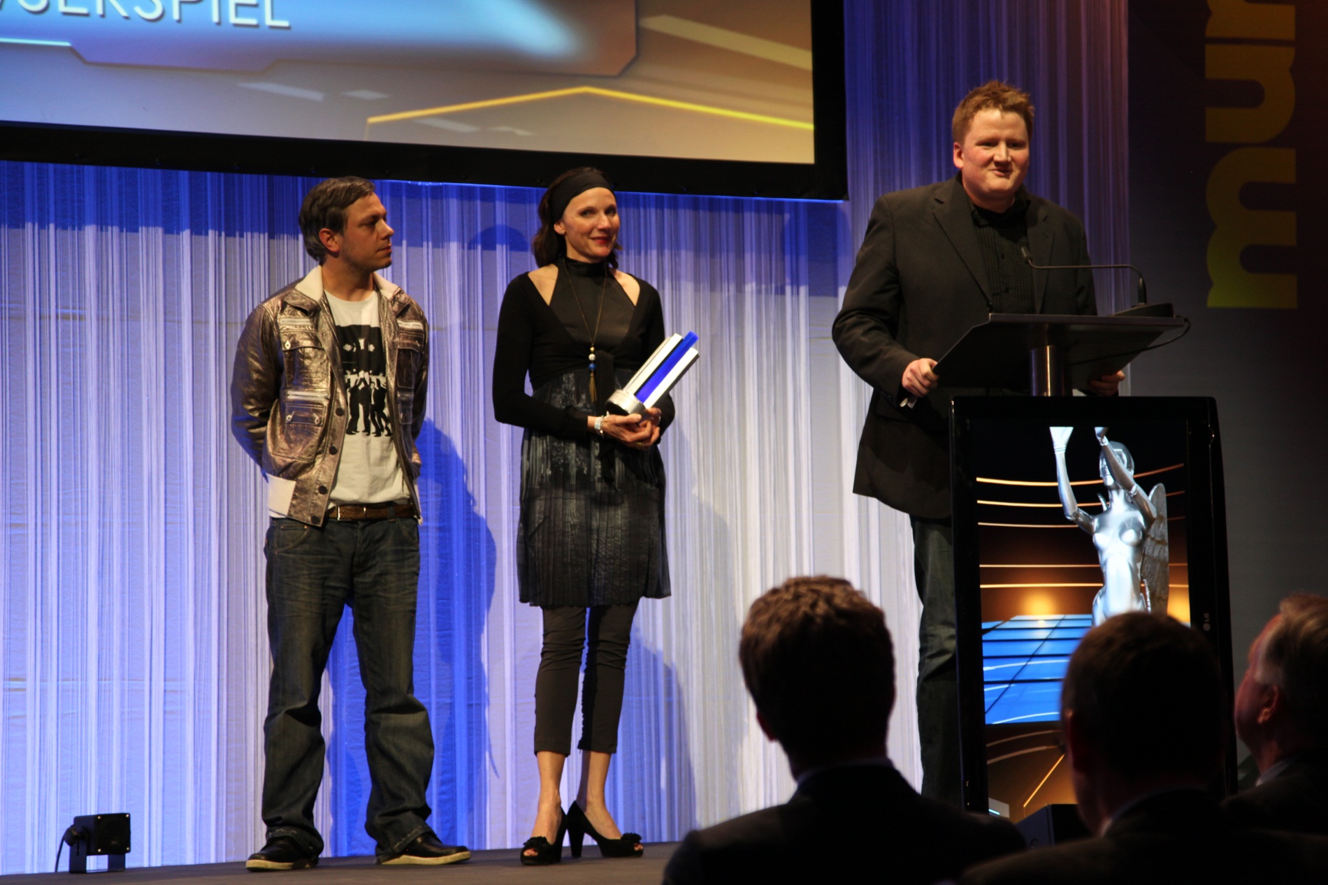 Christopher Schmitz von Blue Byte freute sich über den Preis für Die Siedler Online.