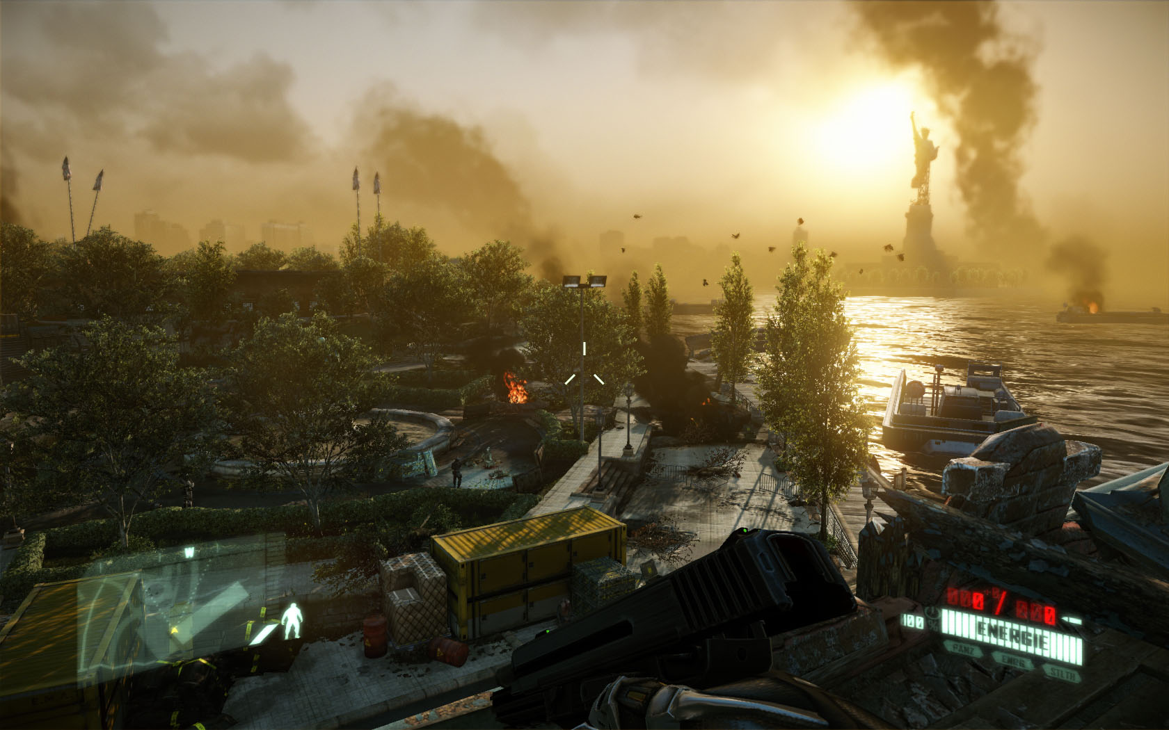 Die zerstörte Freiheitsstatue (sehr hoch)