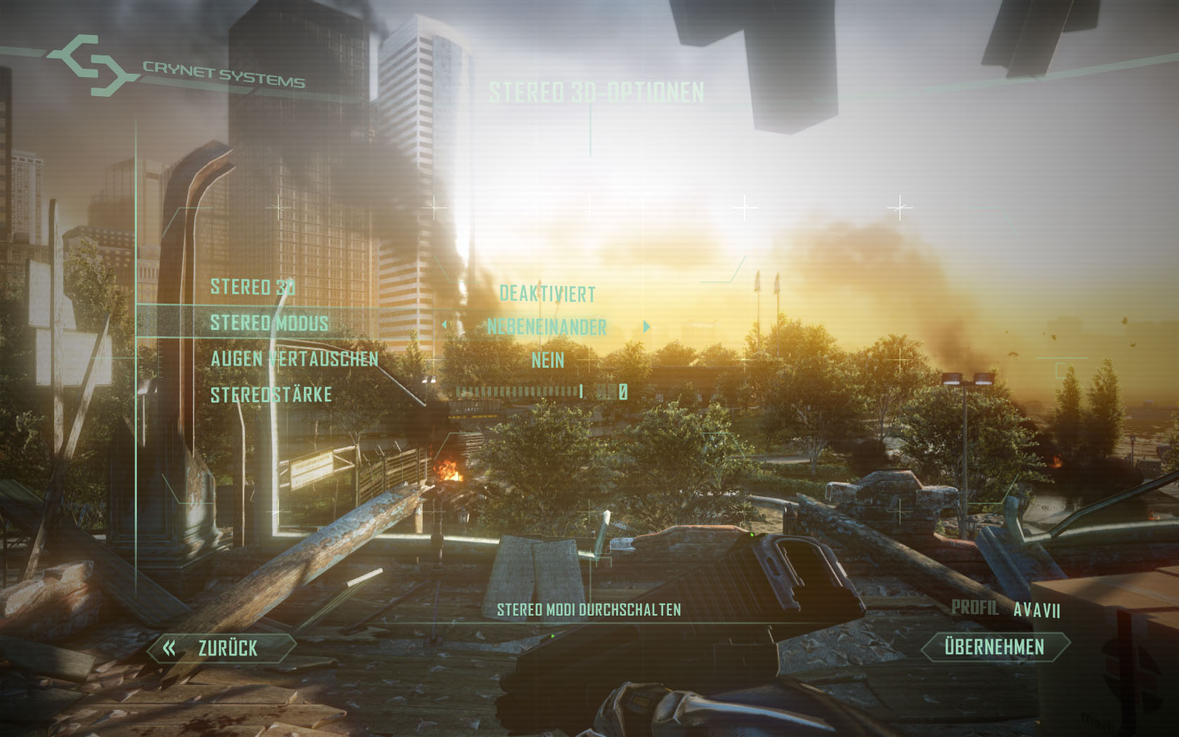 Crysis 2 hat umfangreiche Einstellungsmöglichkeiten für stereoskopisches 3D.