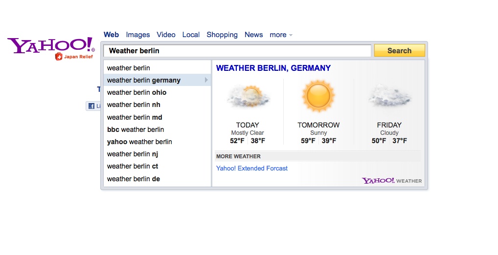 Yahoo Search Direct - Wettersuche