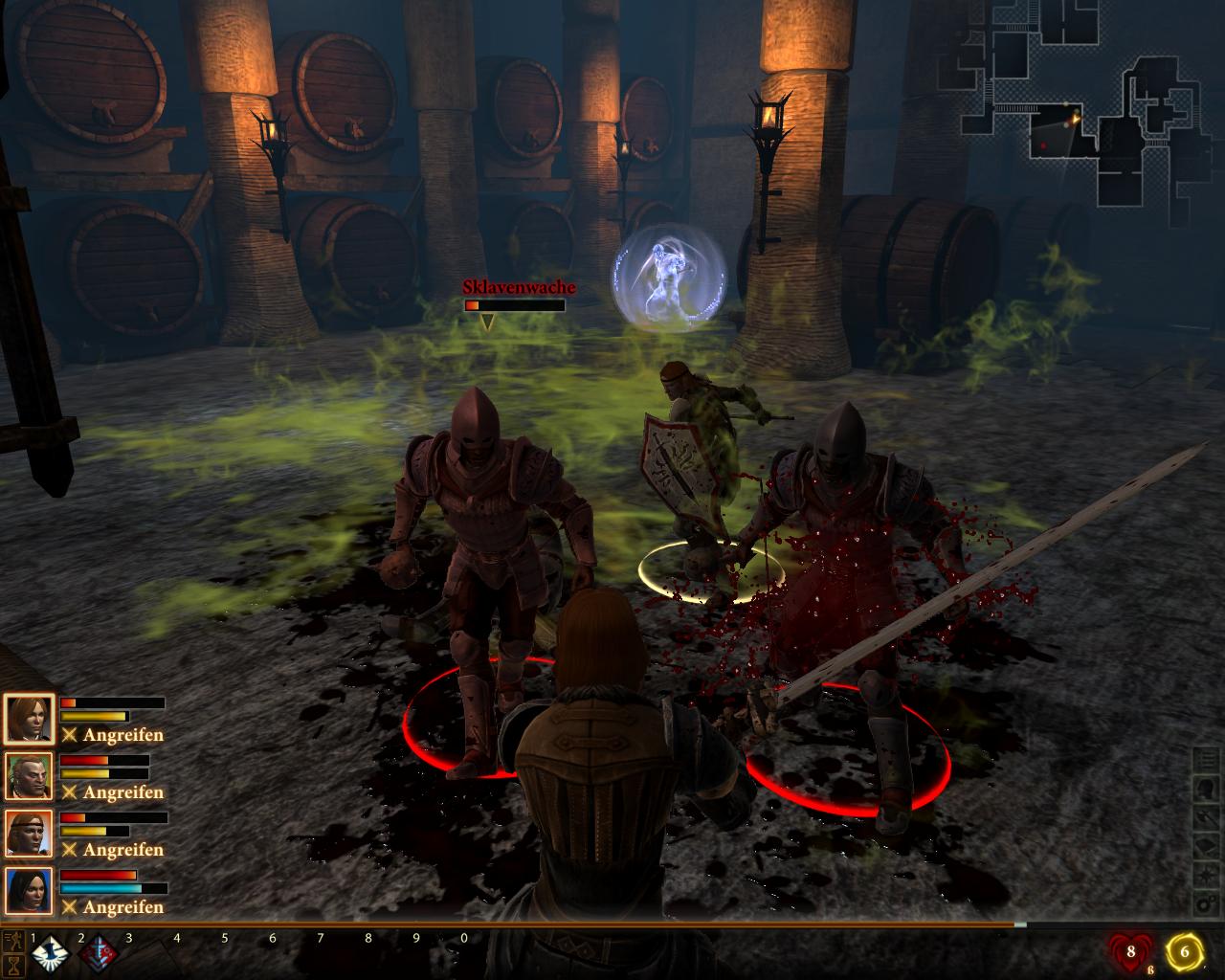 Kampf in einem Weinkeller