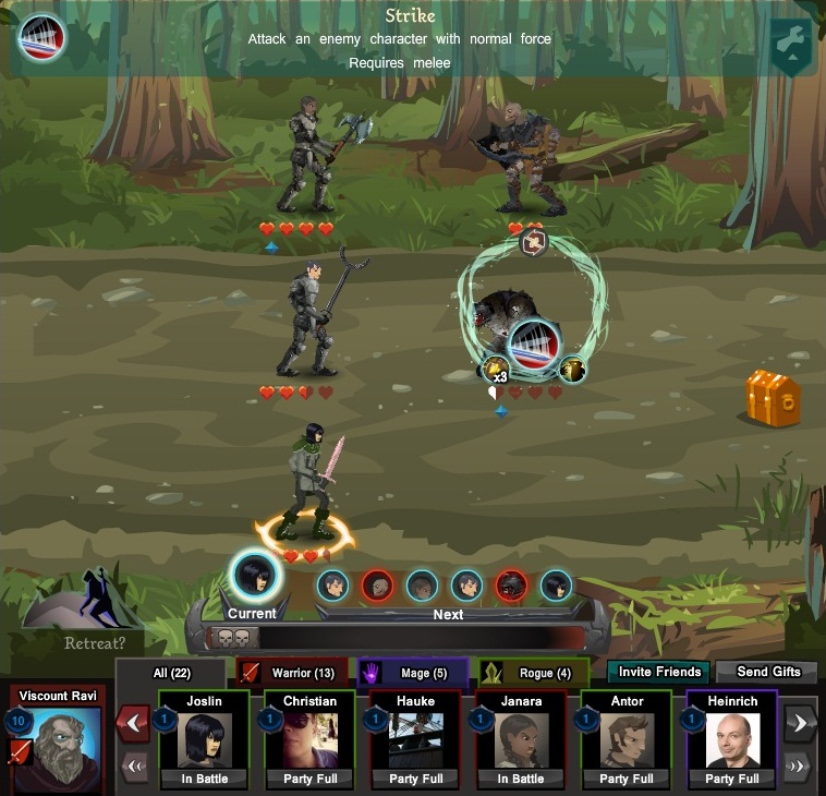 In Kämpfen ziehen die Figuren rundenweise.