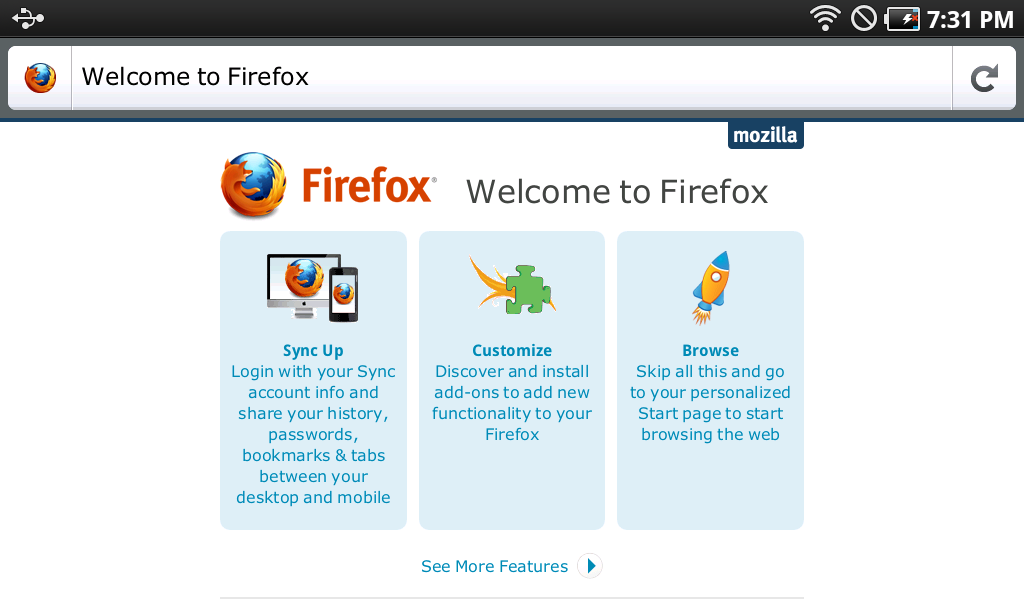 Firefox 4 für Android: Startseite