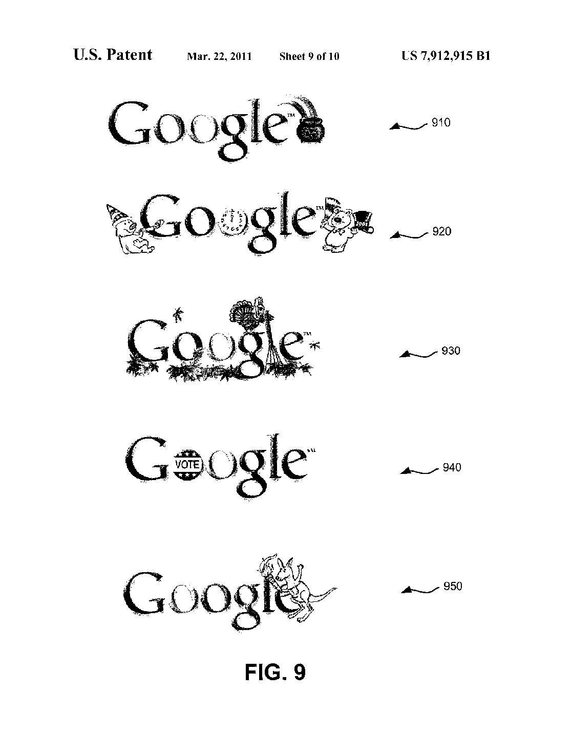 Beispiele für Google Doodles im Patentantrag