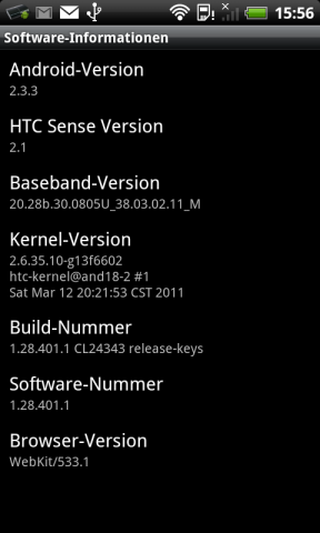 Auf dem Desire S läuft Android 2.3.3 alias Gingerbread.