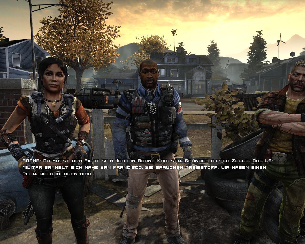 Nachbarschaftliche Kämpferrunde bei untergehende Sonne