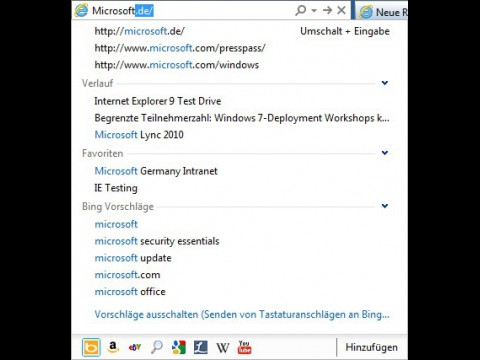 Suche im Internet Explorer 9