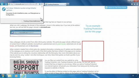 Trackingschutz im Internet Explorer 9