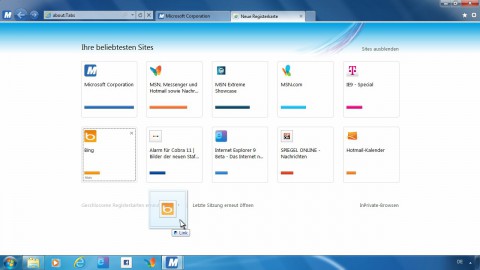 Neue Tabs im Internet Explorer 9