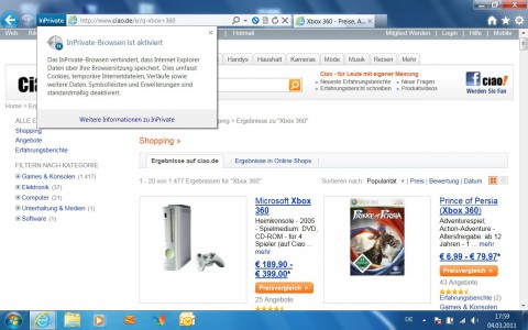 Privates Surfen mit dem IE9