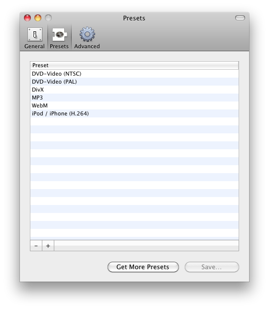 Media Converter  - Voreinstellungen