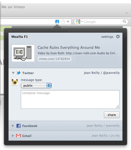 Share-Button direkt im Browser