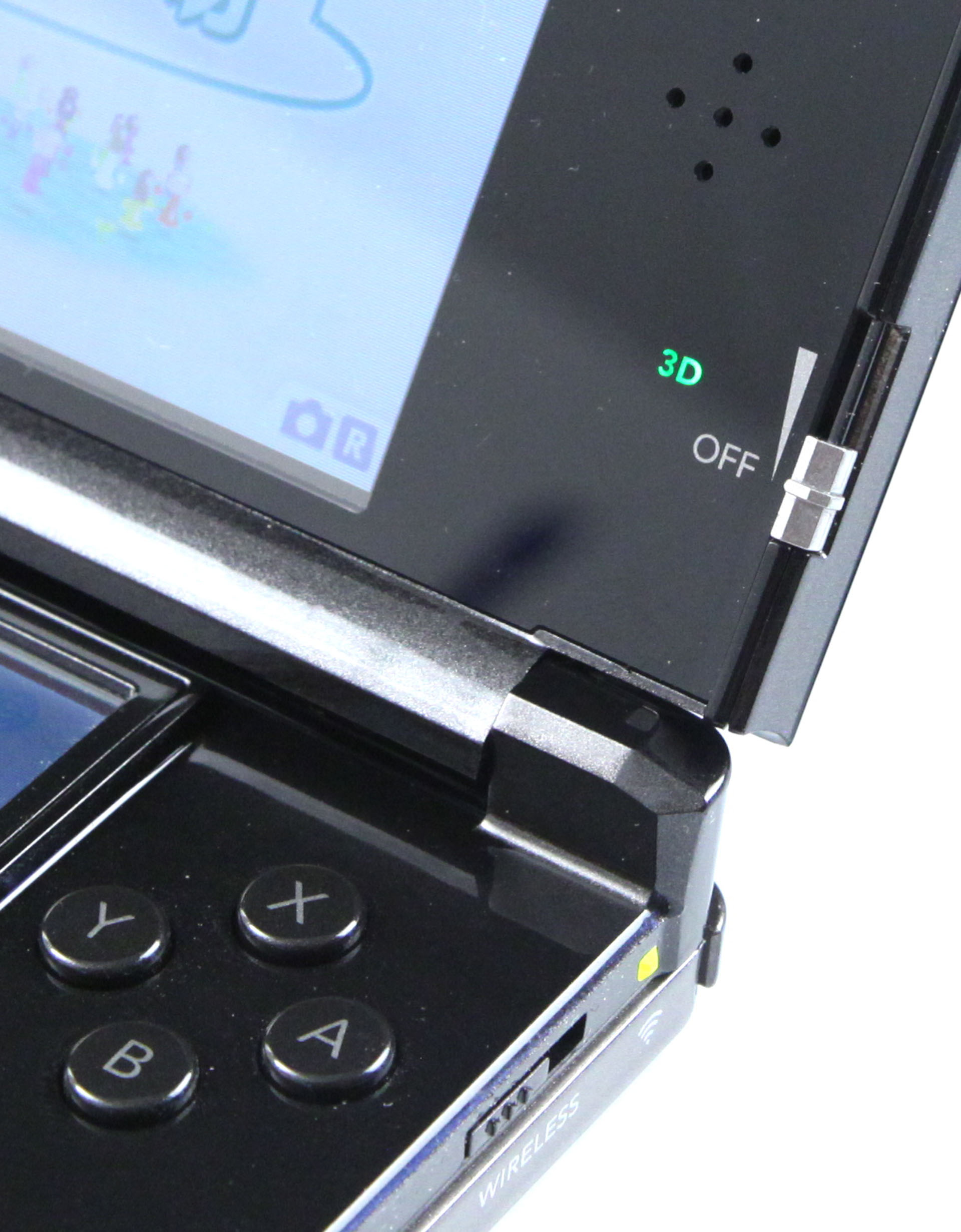 Wenn das 3DS 3D-Inhalte anzeigen könnte, leuchtet ein grüner Schriftzug auf. (Foto: mw)