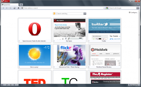 Opera 11.10 - Speed-Dial-Seite mit drei Spalten