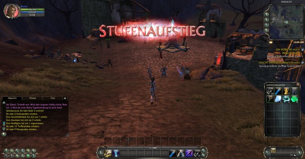 Die Meldungen "Stufenaufstieg", "Quest angenommen" oder "Quest abgeschlossen" sind in Rift kaum zu übersehen.
