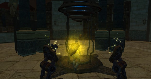 Mit diesen Teleportern können sich die Spieler in einer Stadt sehr zügig von Ort zu Ort bewegen.