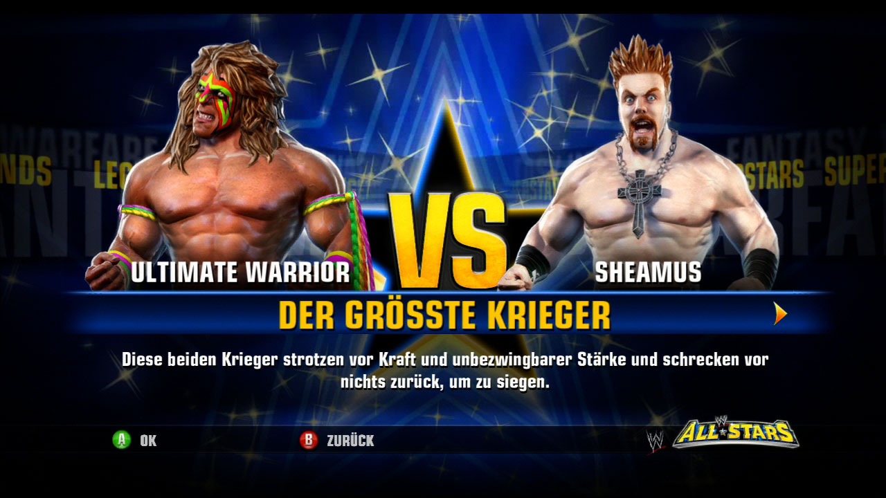 Im Modus Fantasy Warfare tritt meist eine Legende gegen einen aktuellen Wrestler an.