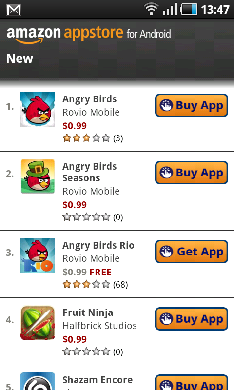 Amazon Appstore - vieles, was auch im Android Market zu finden ist (Bild: Playandroid.com)