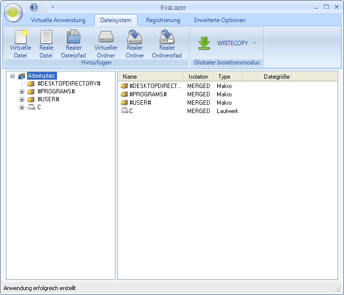 Die Evalazer-Benutzeroberfläche