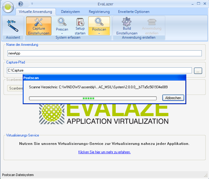 Die Evalazer-Benutzeroberfläche