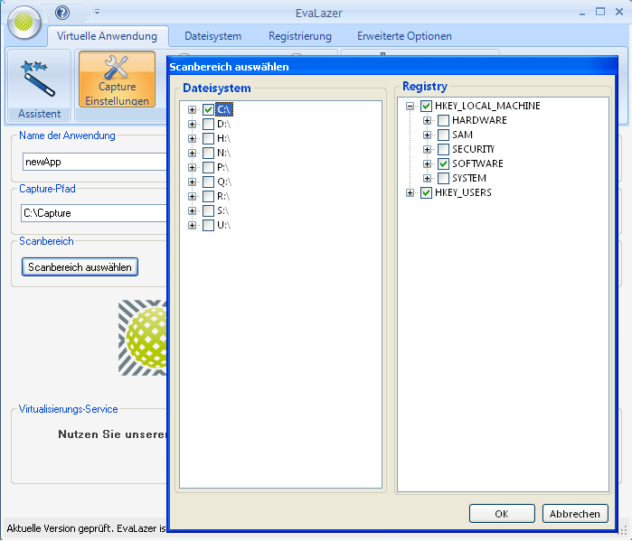 Die Evalazer-Benutzeroberfläche