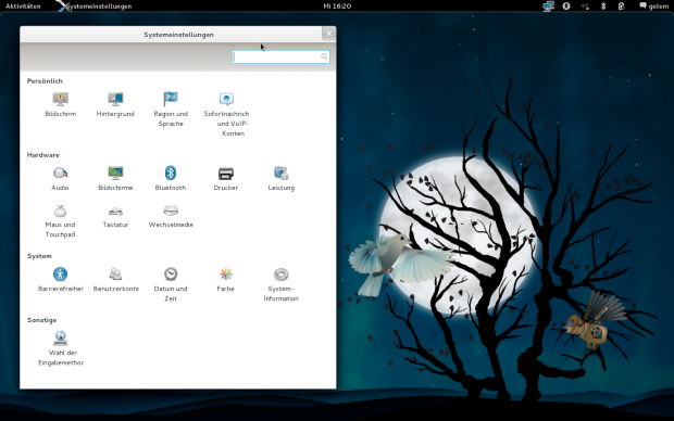 Die Systemeinstellungen sind über ein zentrales Fenster zugänglich.